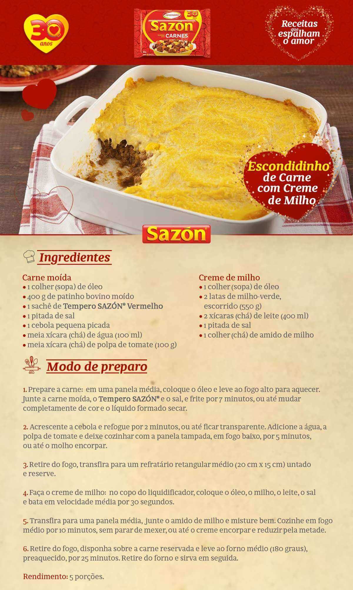 Escondidinho de Carne com Creme de Milho