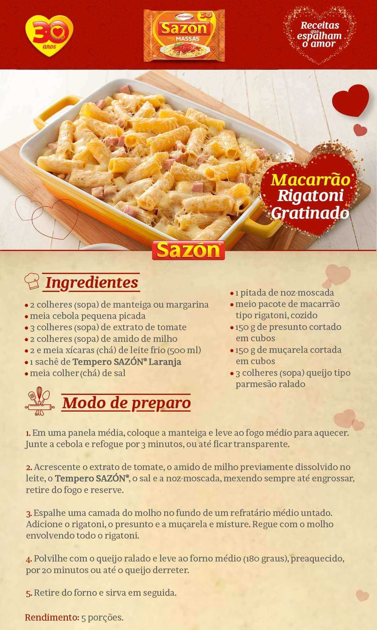 Macarrão Rigatoni Gratinado